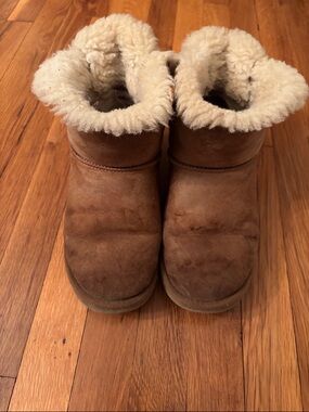 Ugg Cozy Shearling-Lined Short Booties in Chestnut